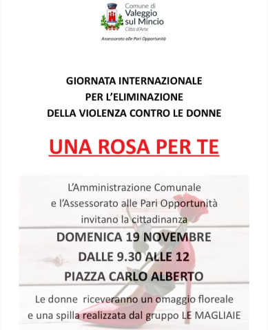 Contro la violenza sulle donne, domenica 19 novembre "Una rosa per te" 